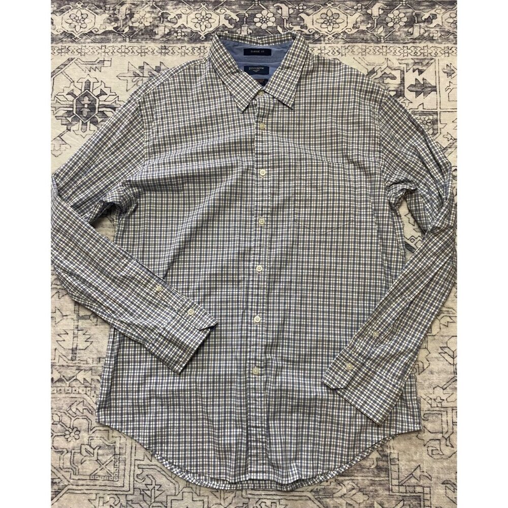 Dockers Mens Classic Fit Stain Defender Long Sleeve Button-Down Shirt XL Plaid